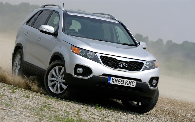 Silver Kia Sorento on gravel