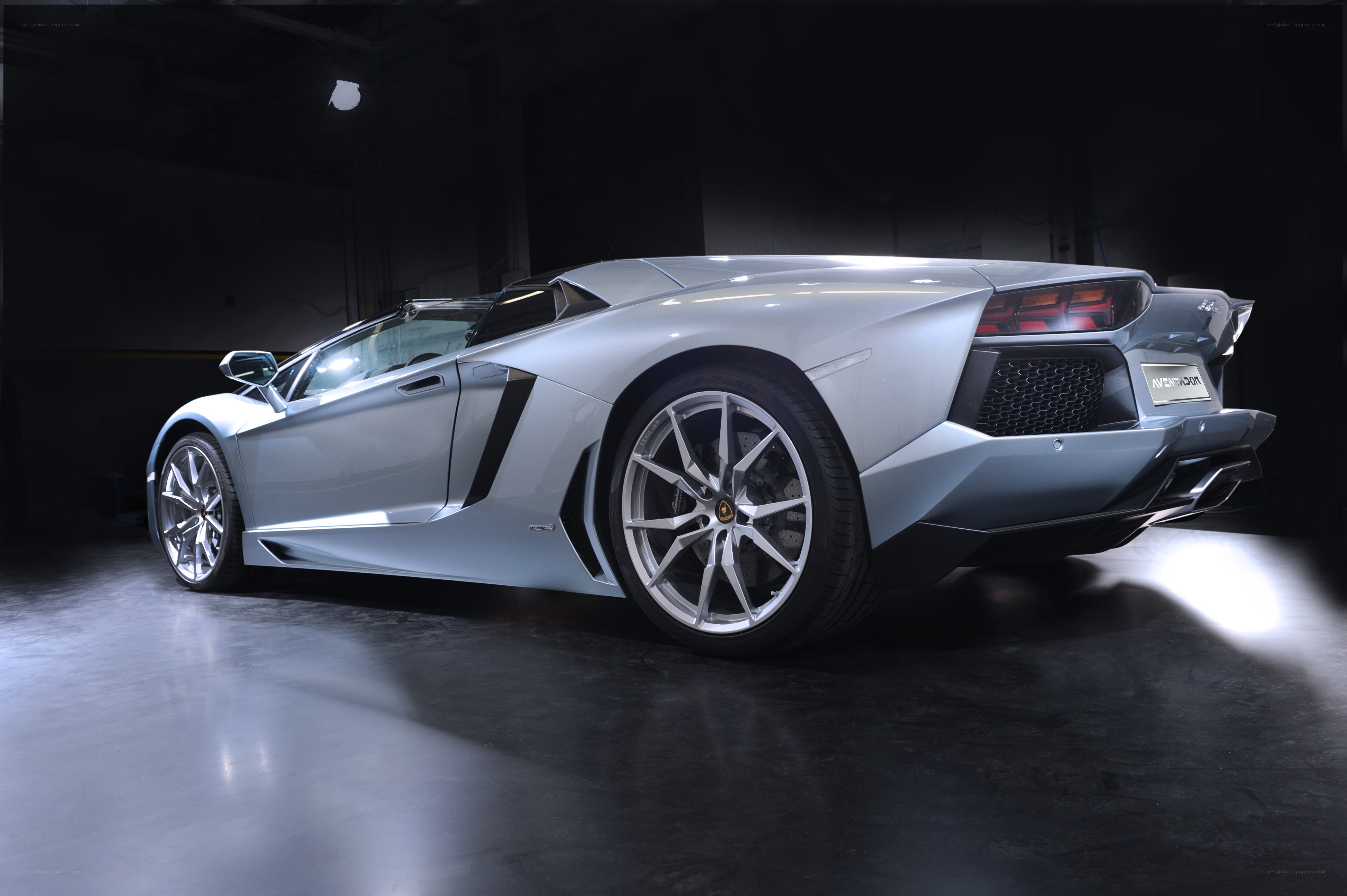 Silver Lamborghini Aventador