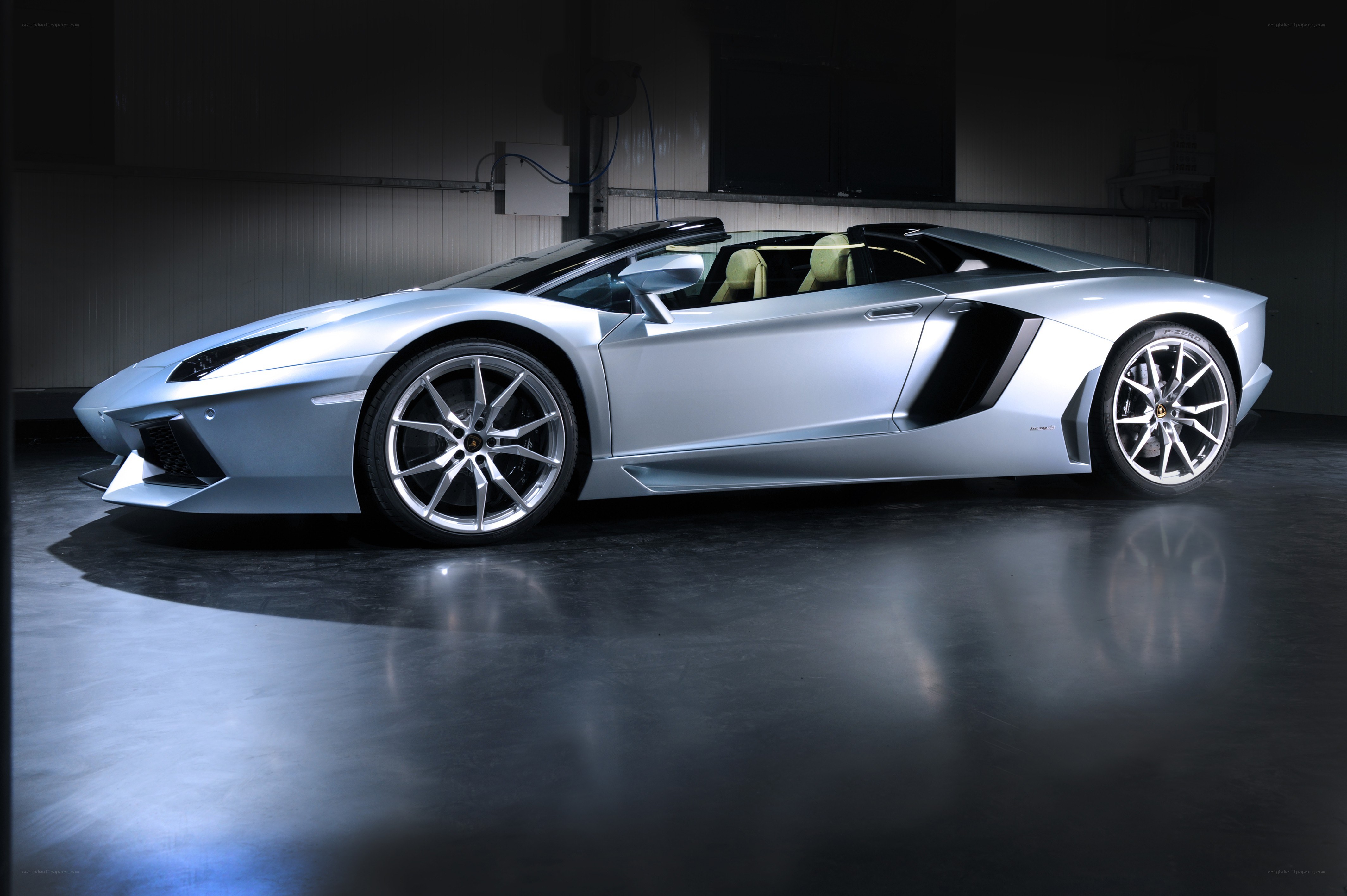 Silver Lamborghini Aventador