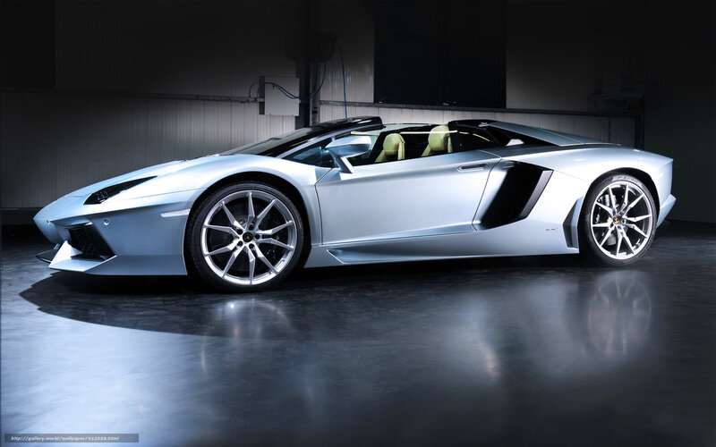 Silver Lamborghini Aventador — Dramatic, Photograph, Car, Garage