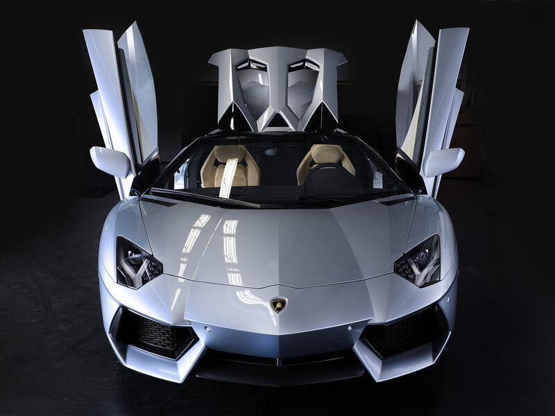 Silver Lamborghini Aventador — Dramatic, Photograph