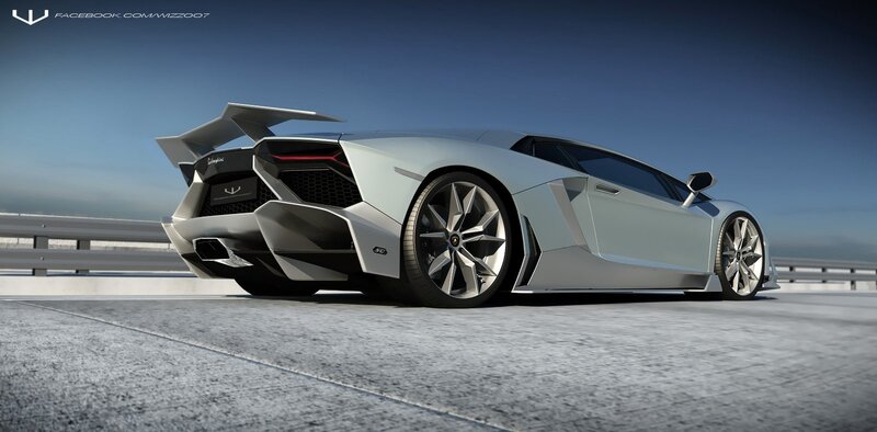 Silver Lamborghini Aventador — Gray, Dramatic, Afternoon, 3d Render