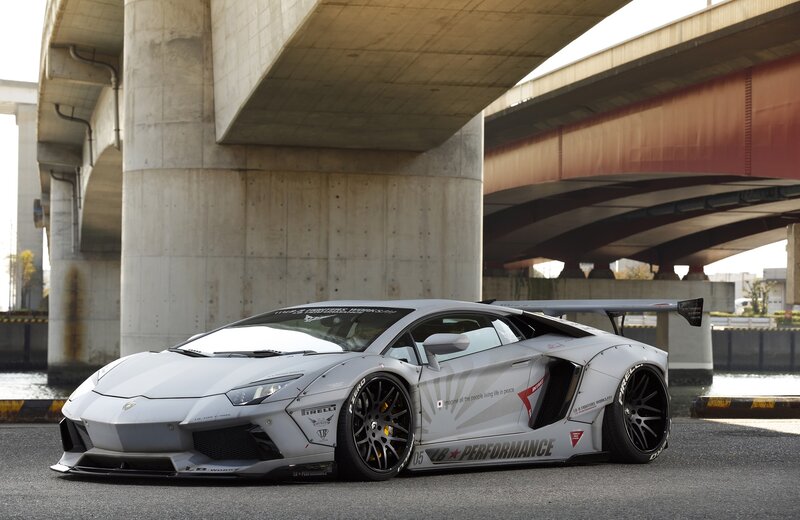 Silver Lamborghini Aventador — Gray, Dramatic, Afternoon, Photograph
