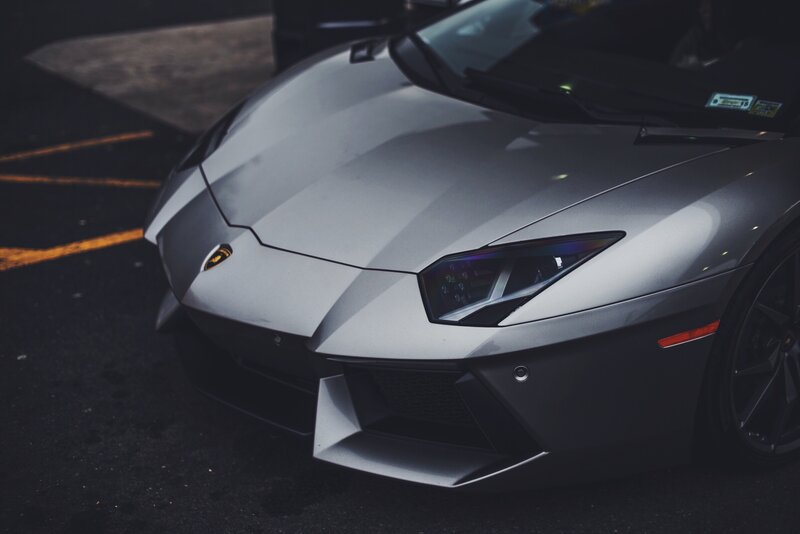 Silver Lamborghini Aventador — Gray, Dramatic, Night