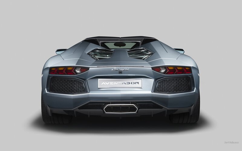Silver Lamborghini Aventador — Gray, Neutral, Photograph, Car, Rear View