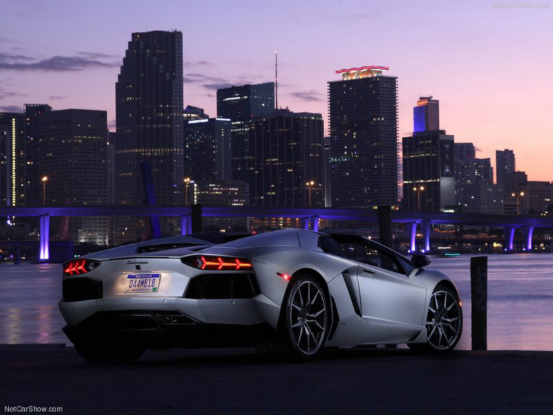 Silver Lamborghini Aventador — Purple