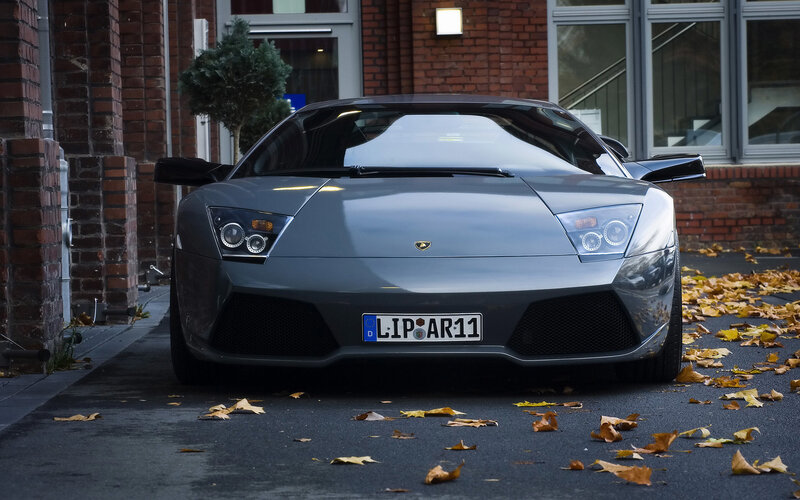 Silver Lamborghini Car — Gray, Dramatic