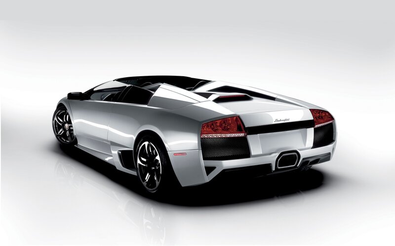Silver Lamborghini convertible