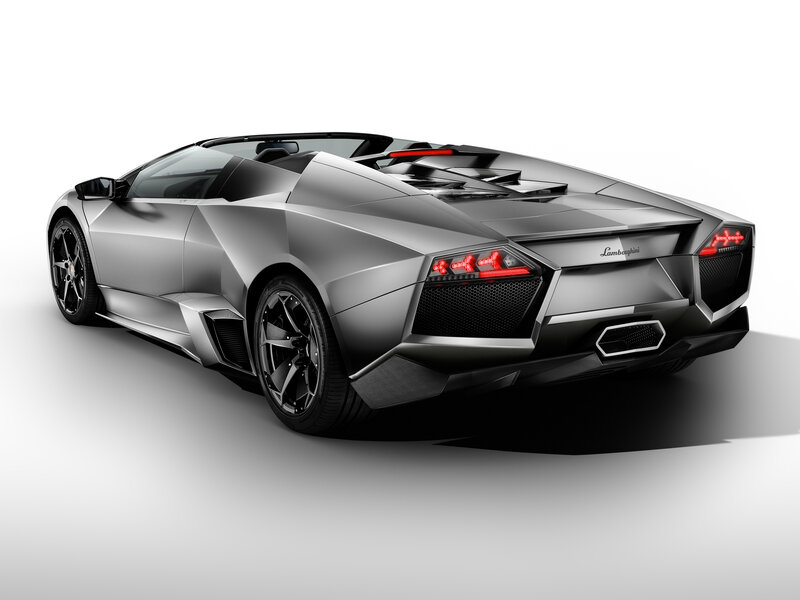 Silver Lamborghini convertible
