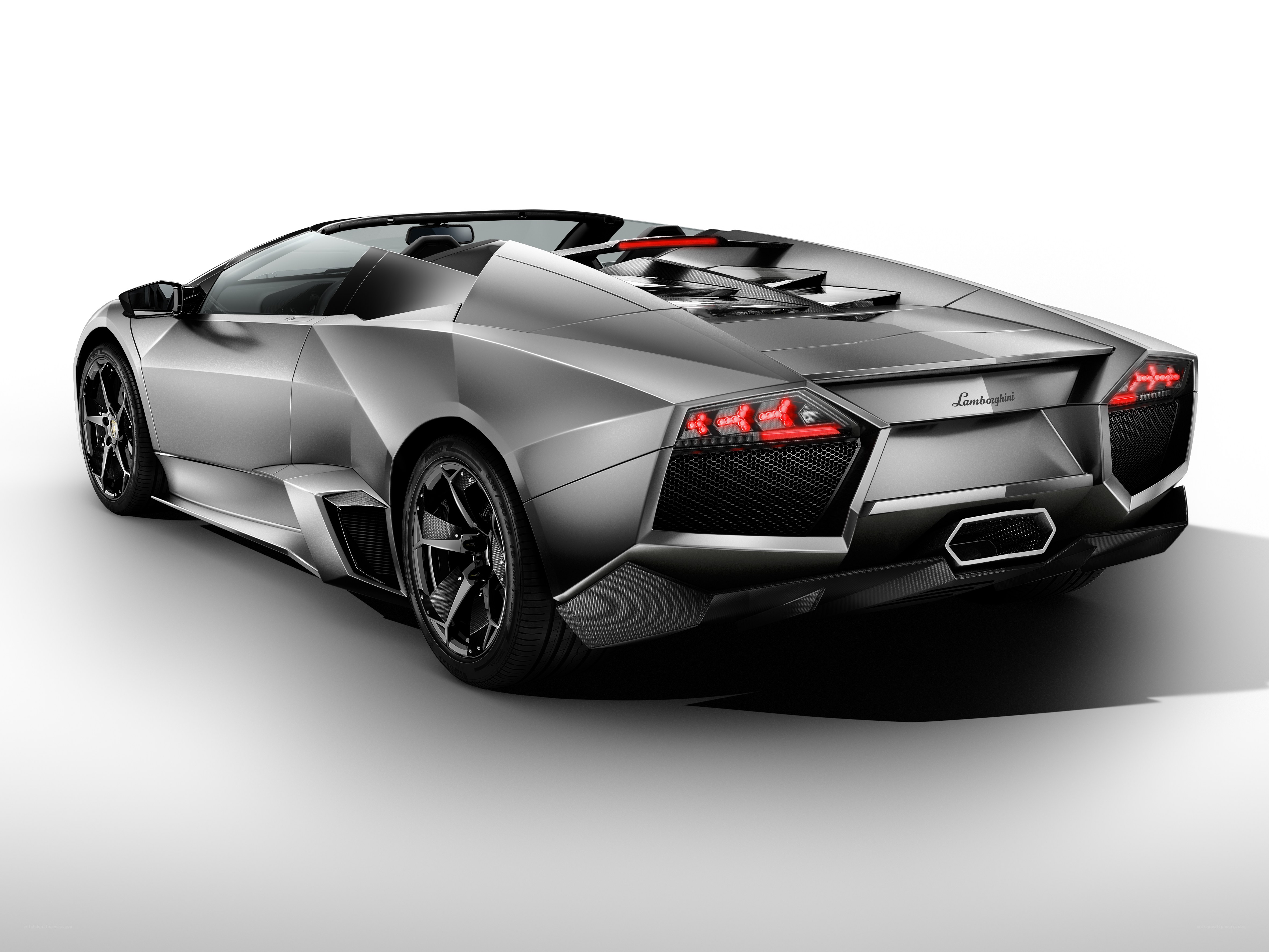 Silver Lamborghini convertible