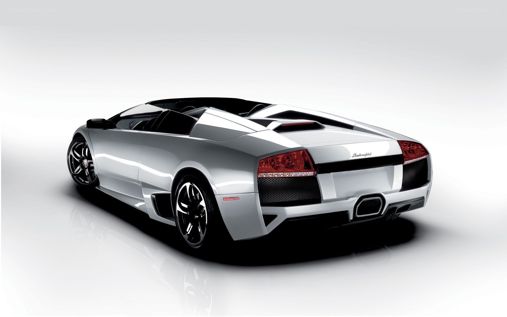 Silver Lamborghini convertible