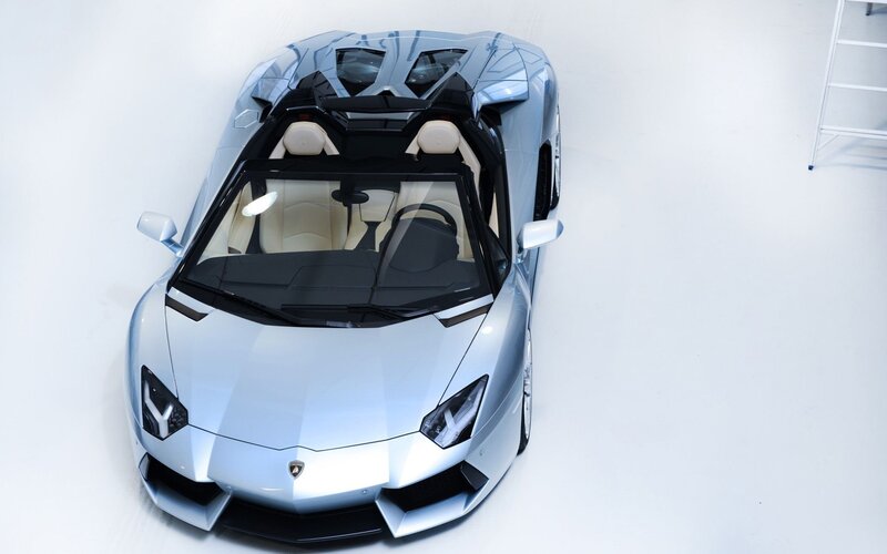 silver Lamborghini convertible