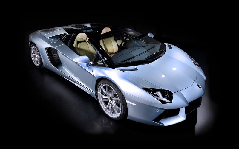 Silver Lamborghini Convertible — Dramatic, Photograph, Car, Beige Seats
