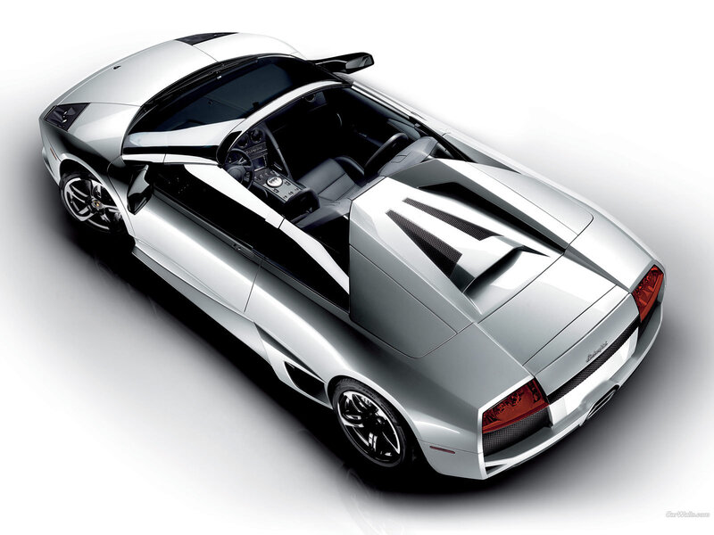 Silver Lamborghini Convertible — Dramatic, Photograph, Car, Interior, Wheels, Black