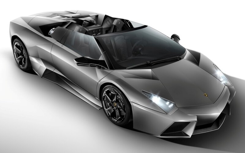 Silver Lamborghini Convertible — Gray, Dramatic