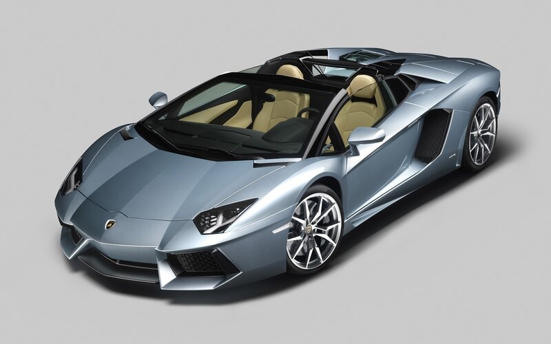Silver Lamborghini Convertible — Neutral, Photograph, Beige Seats