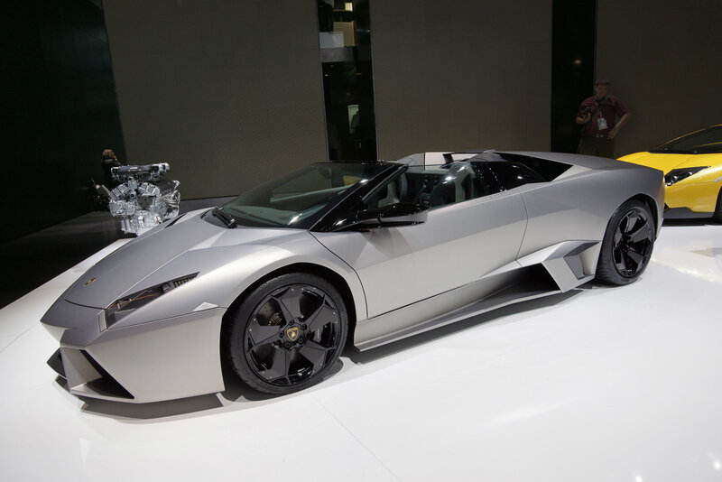 Silver Lamborghini Convertible — Showroom