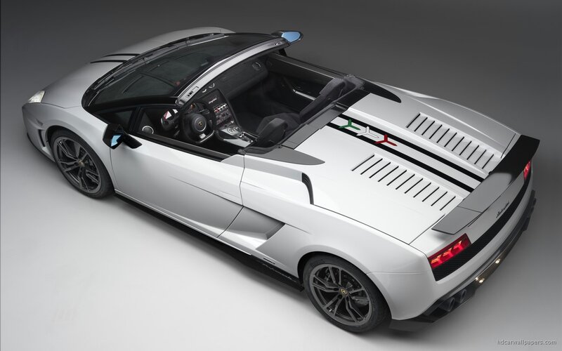 Silver Lamborghini Convertible — White, Dramatic