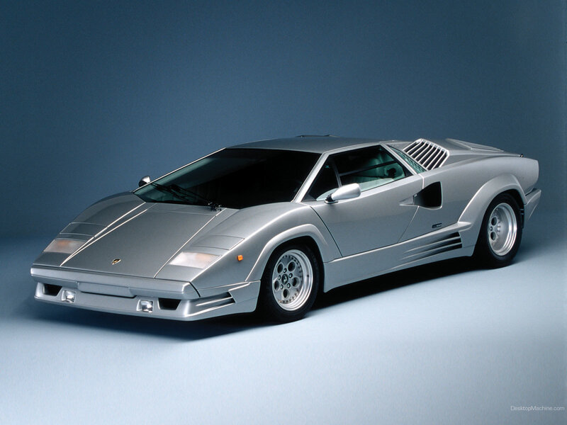 Silver Lamborghini Countach — Dramatic, Photograph, Car, Studio, Wheels