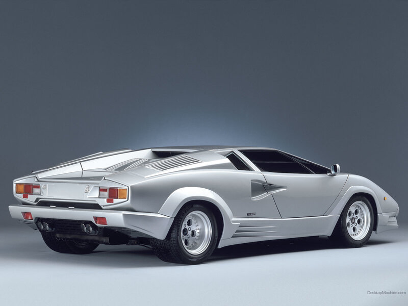 Silver Lamborghini Countach — Dramatic, Photograph, Car, Wheels, Exhaust
