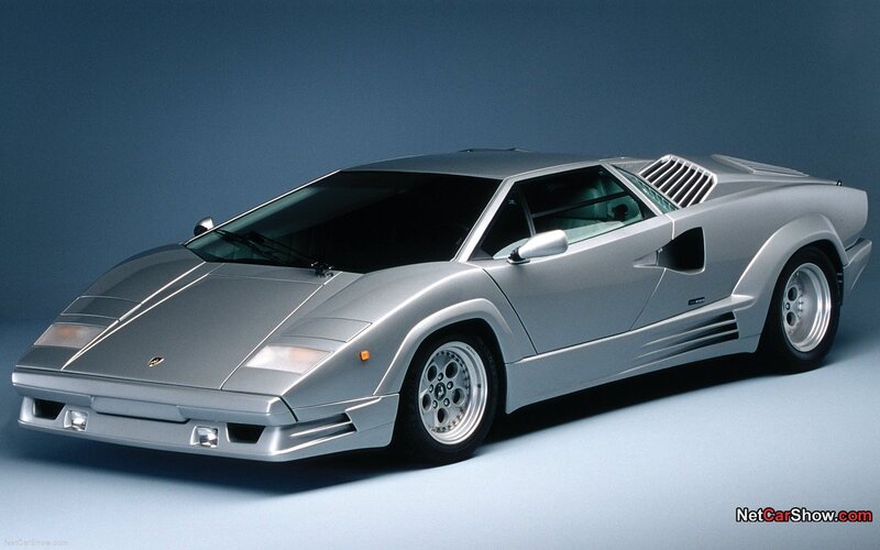 Silver Lamborghini Countach — Dramatic