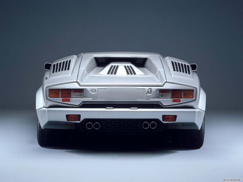 silver lamborghini countach rear view