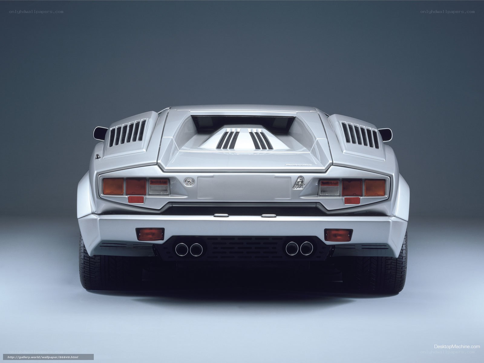 Silver Lamborghini Countach rear view