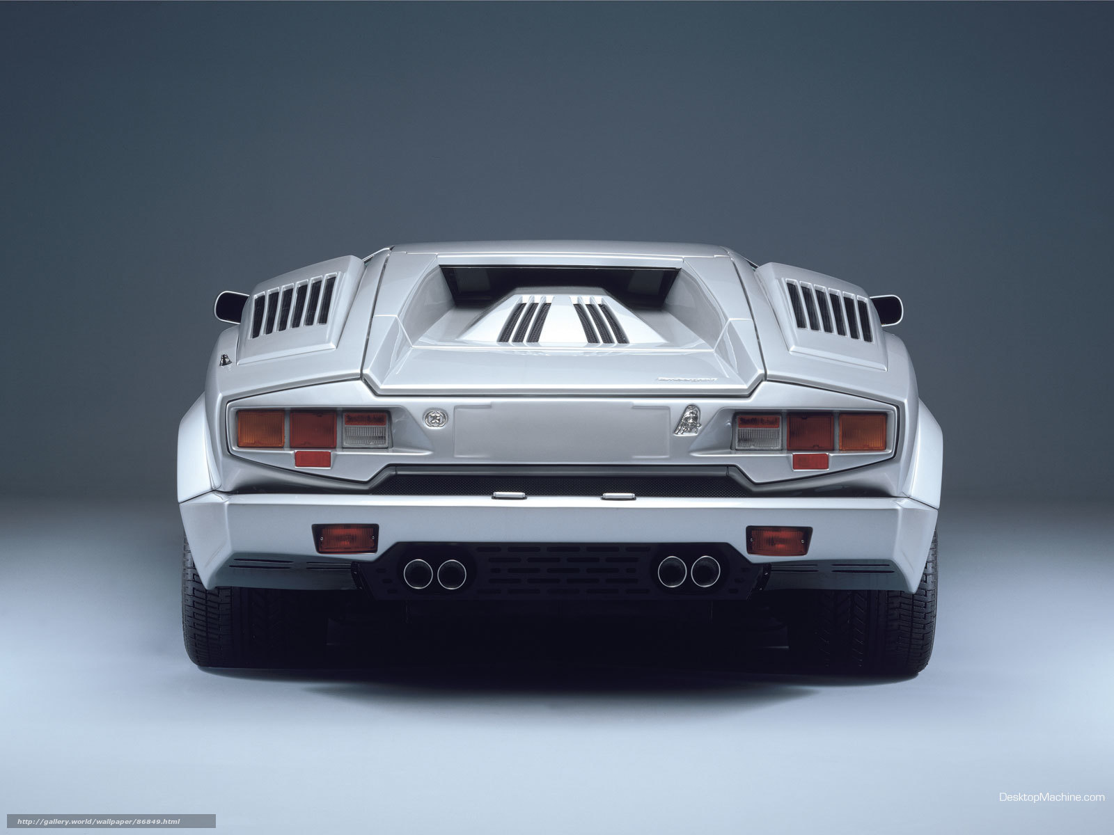 Silver Lamborghini Countach rear view