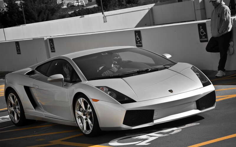 Silver Lamborghini Gallardo — White, Dramatic