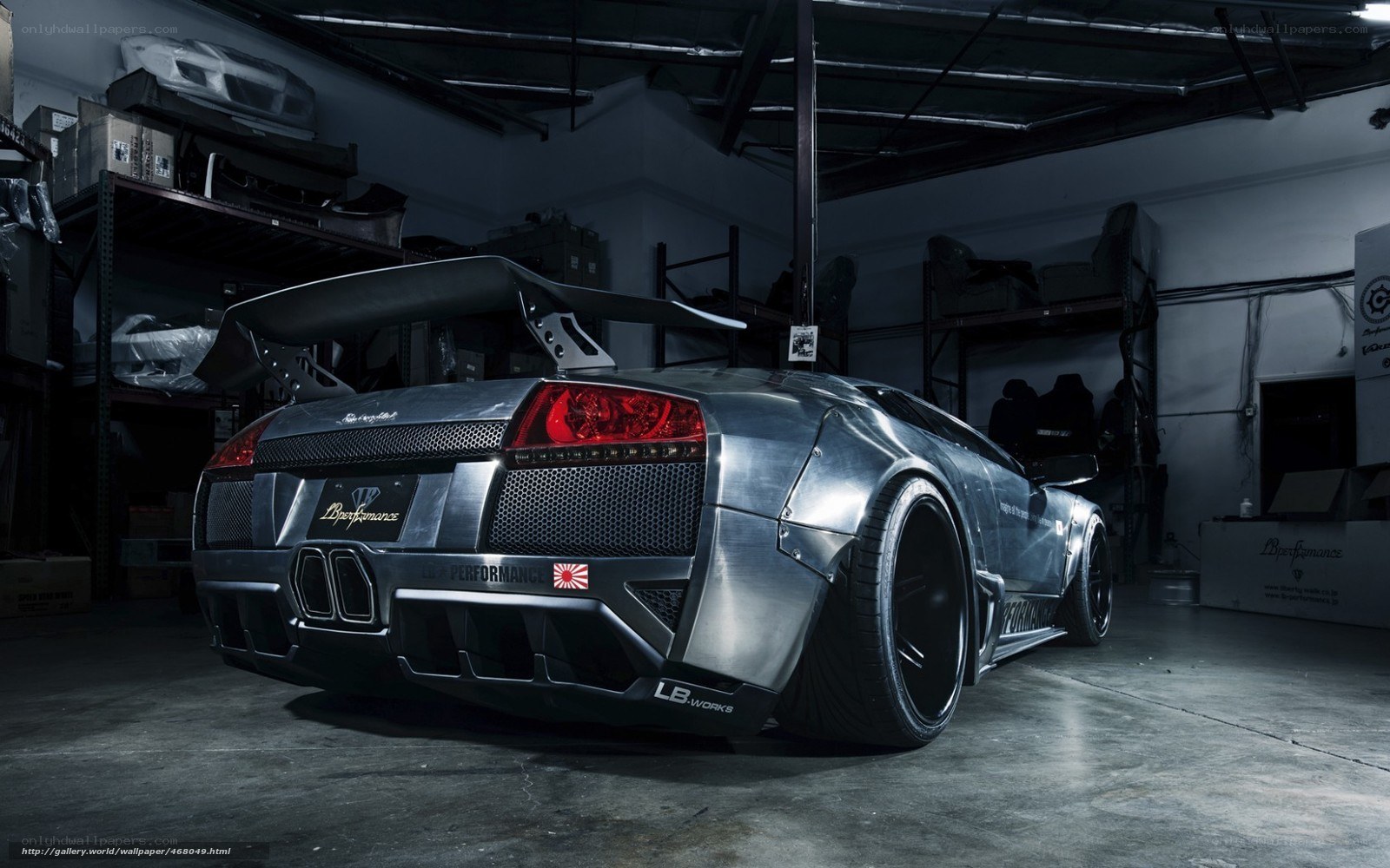 silver lamborghini in garage