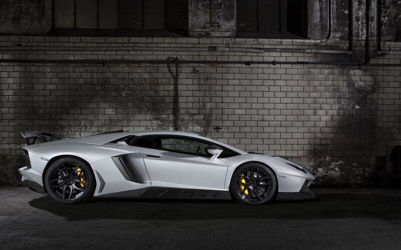 Silver Lamborghini in warehouse