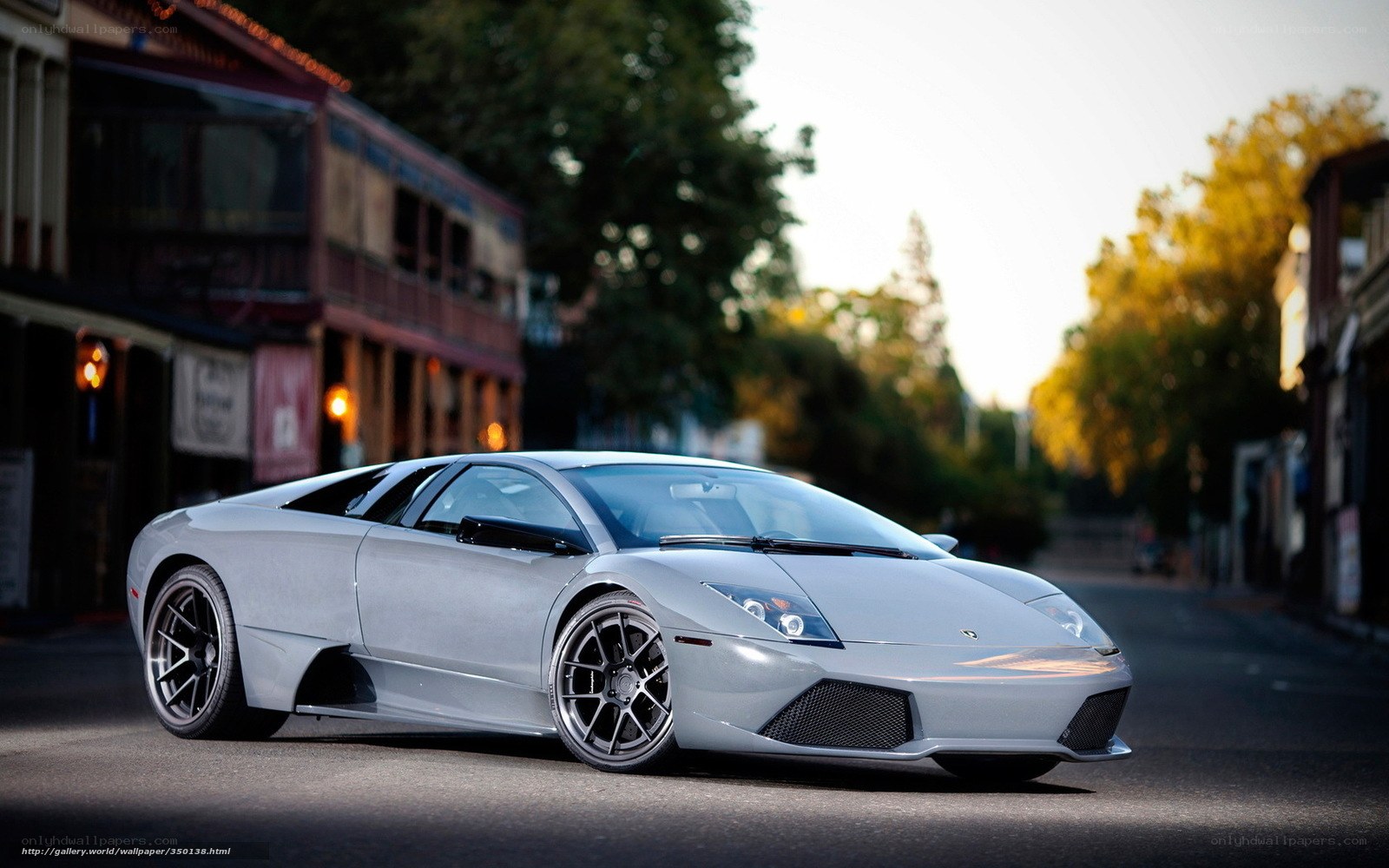 Silver Lamborghini on a street