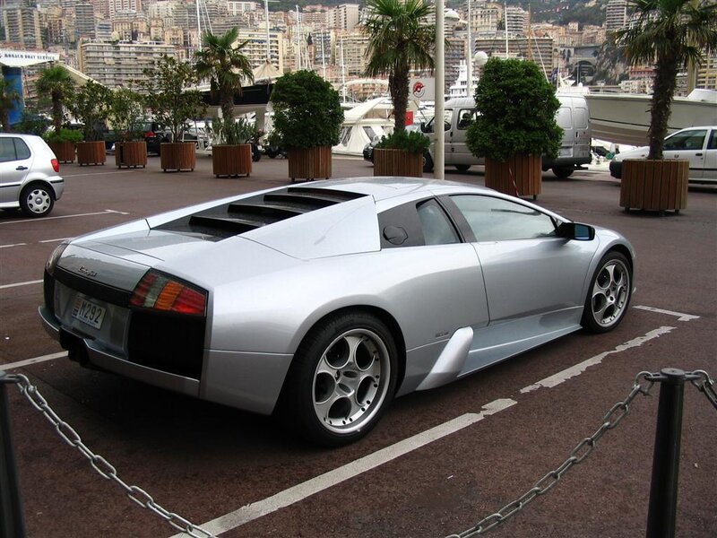 Silver Lamborghini parked in Monaco