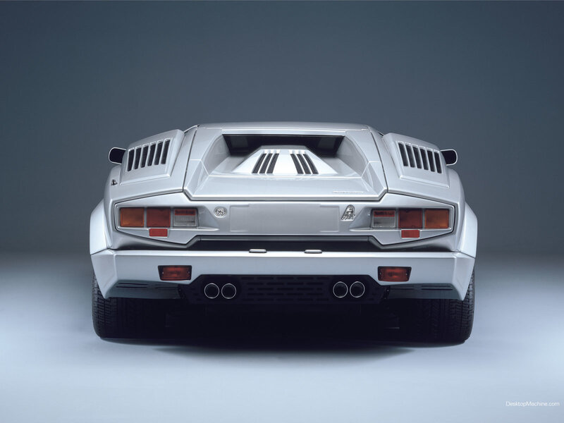 silver lamborghini rear view