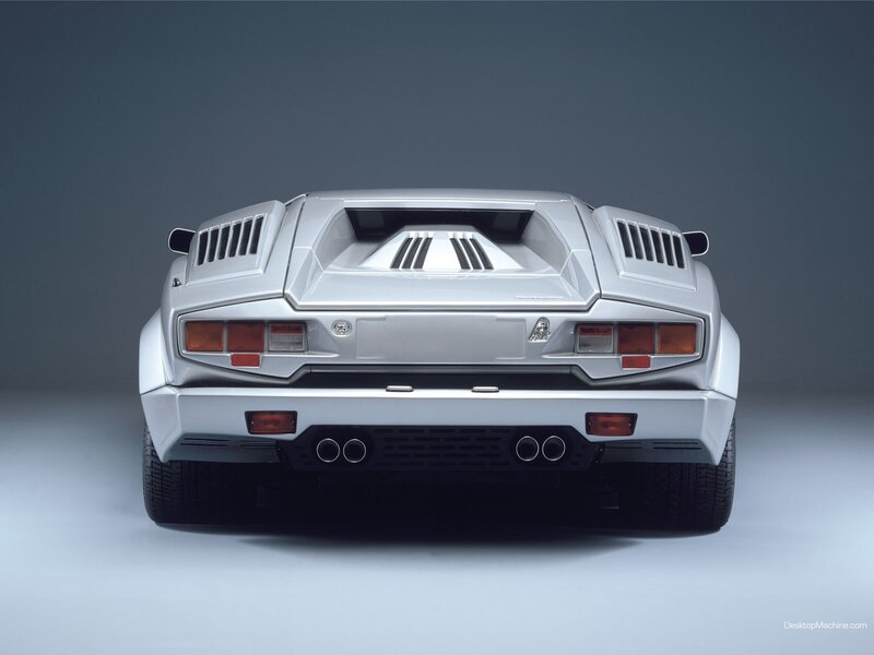 silver lamborghini rear view