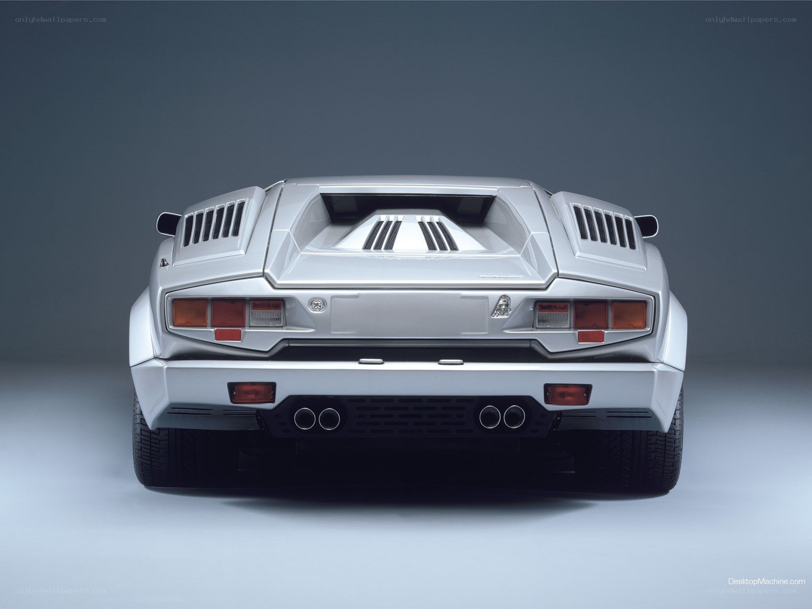 silver lamborghini rear view