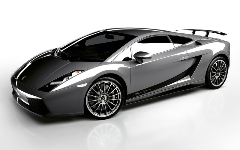 Silver Lamborghini sports car