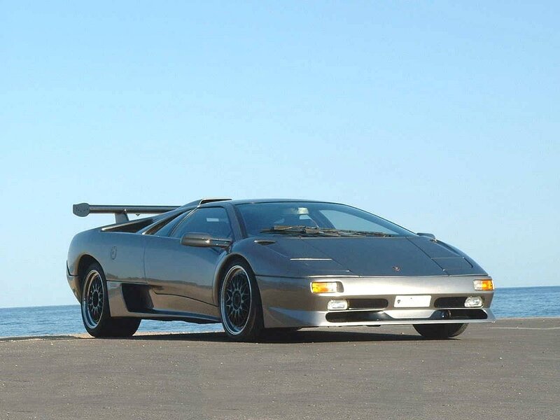 Silver Lamborghini sports car