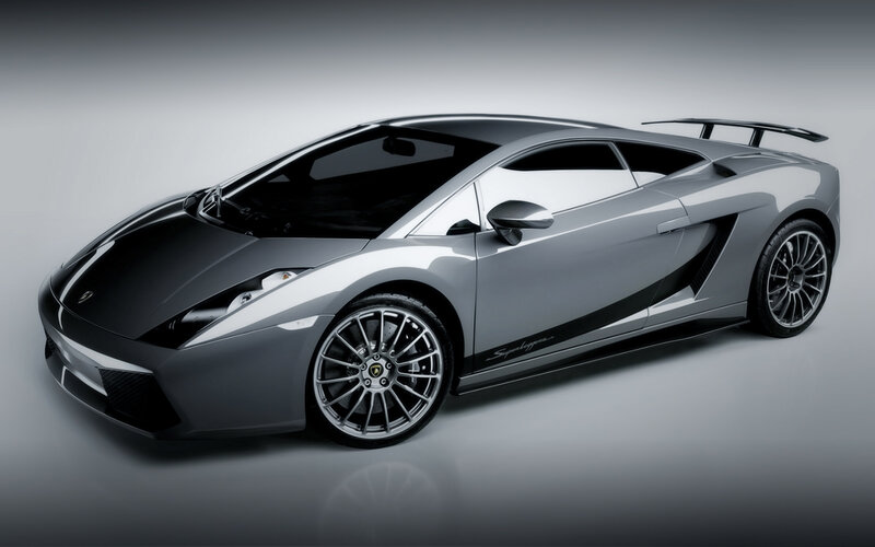 Silver Lamborghini sports car