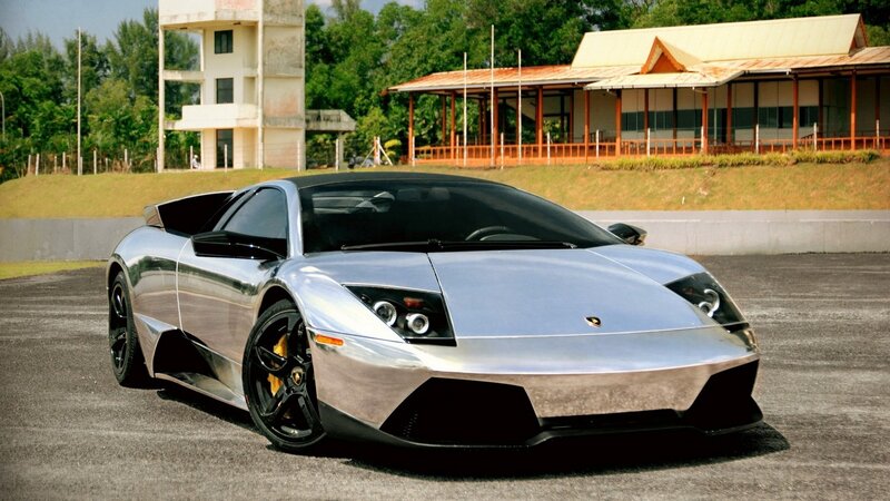 silver lamborghini sports car
