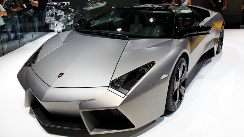 Silver Lamborghini sports car