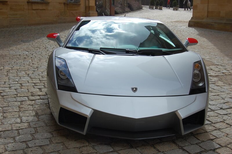 Silver Lamborghini sports car