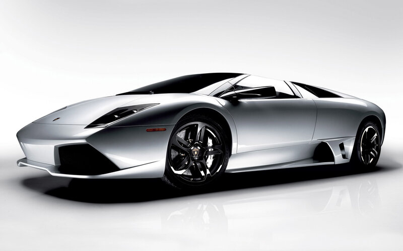 Silver Lamborghini sports car