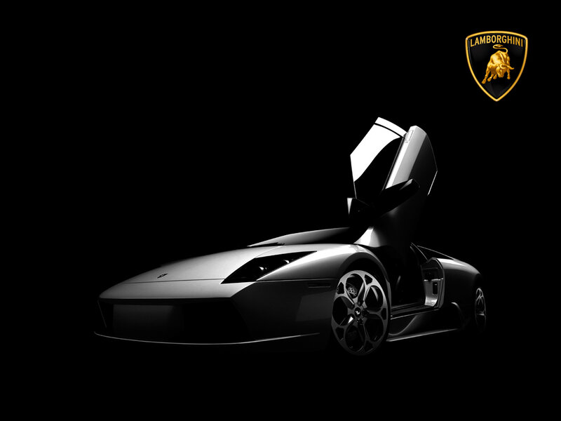 Silver Lamborghini Sports Car — Black