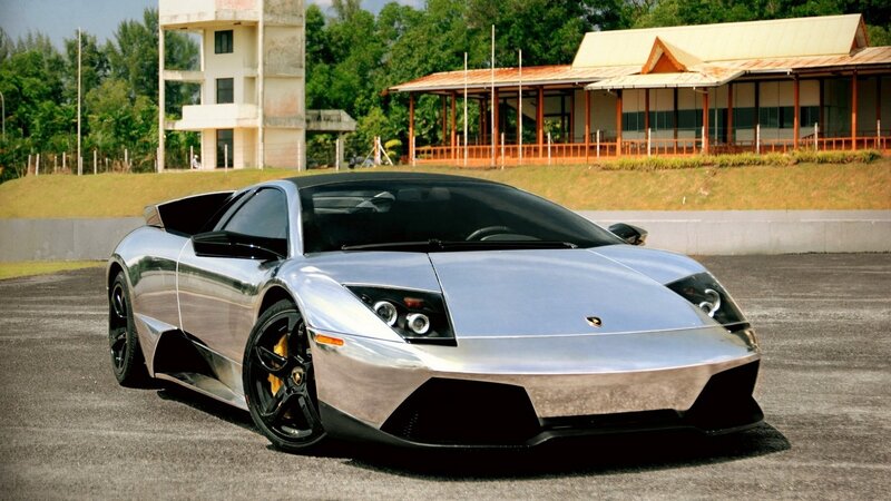 Silver Lamborghini Sports Car — Dramatic