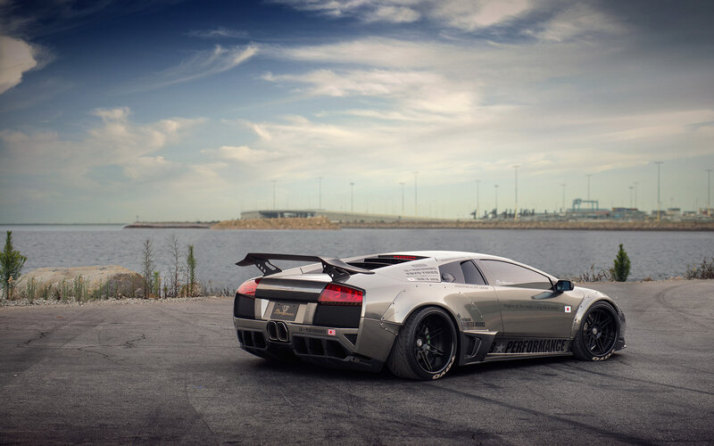Silver Lamborghini Sports Car — Gray, Dramatic, Afternoon