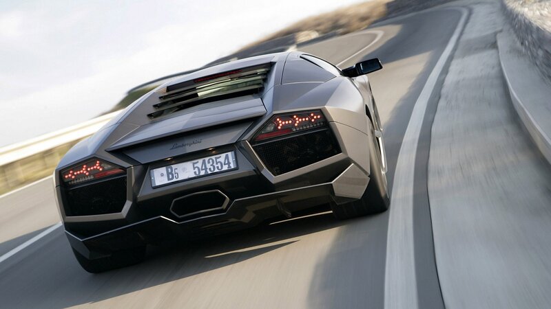Silver Lamborghini Sports Car — Gray, Dynamic, Afternoon