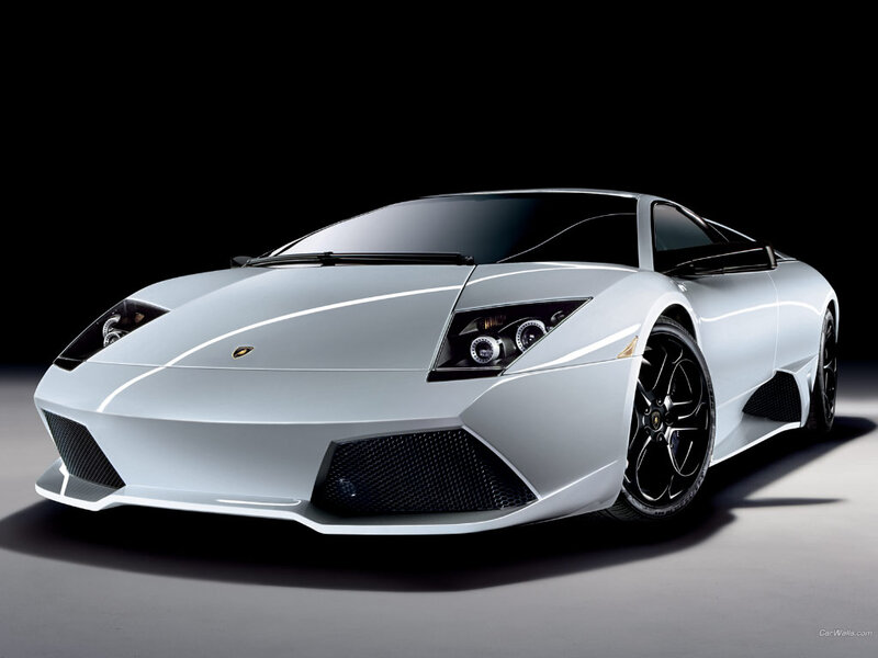 Silver Lamborghini Sports Car — White