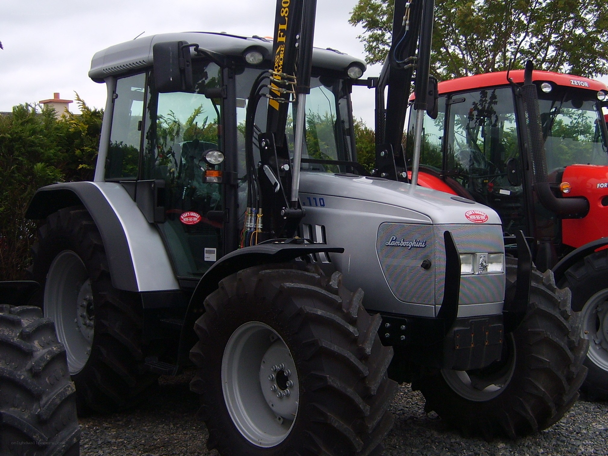Silver Lamborghini tractor