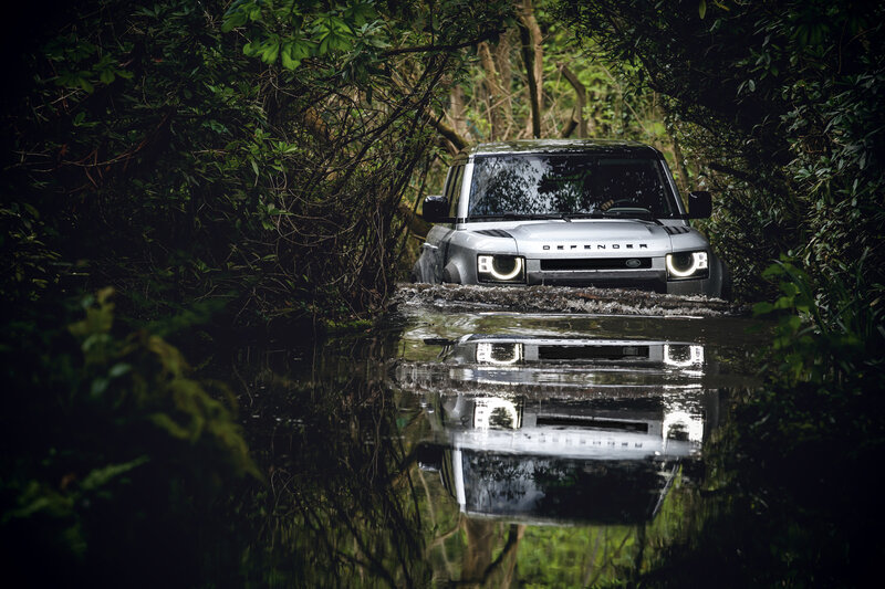 Silver Land Rover — Green